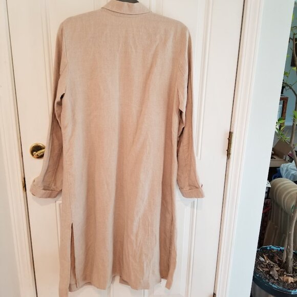 J Jill Love Linen Khaki Tan Duster Jacket, 100% Linen, Medium - Picture 6 of 10